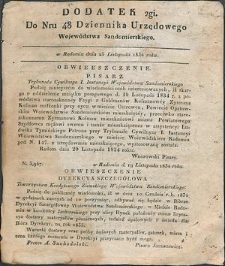 Dziennik Urzędowy Województwa Sandomierskiego, 1834, nr 48, dod. II