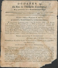 Dziennik Urzędowy Wojew&oacute;dztwa Sandomierskiego, 1834, nr 50, dod. II