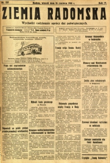 Ziemia Radomska, 1931, R. 4, nr 135