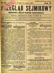 Przegląd Sejmikowy : Urzędowy Organ Sejmiku Radomskiego, 1927, R. 6, nr 36