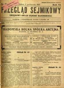 Przegląd Sejmikowy : Urzędowy Organ Sejmiku Radomskiego, 1927, R. 6, nr 39