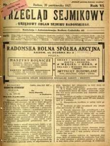 Przegląd Sejmikowy : Urzędowy Organ Sejmiku Radomskiego, 1927, R. 6, nr 41