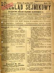 Przegląd Sejmikowy : Urzędowy Organ Sejmiku Radomskiego, 1927, R. 6, nr 51
