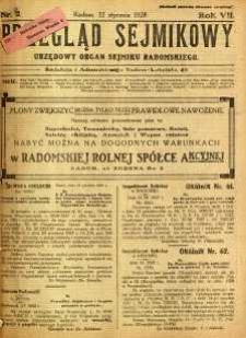 Przegląd Sejmikowy : Urzędowy Organ Sejmiku Radomskiego, 1928, R. 7, nr 2