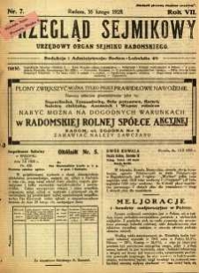Przegląd Sejmikowy : Urzędowy Organ Sejmiku Radomskiego, 1928, R. 7, nr 7