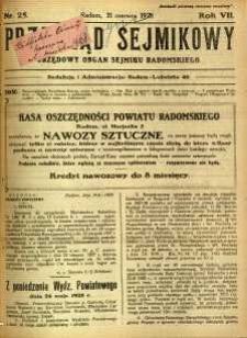 Przegląd Sejmikowy : Urzędowy Organ Sejmiku Radomskiego, 1928, R. 7, nr 25