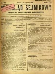 Przegląd Sejmikowy : Urzędowy Organ Sejmiku Radomskiego, 1928, R. 7, nr 26