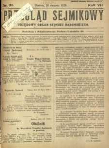 Przegląd Sejmikowy : Urzędowy Organ Sejmiku Radomskiego, 1928, R. 7, nr 33