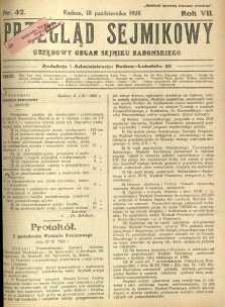 Przegląd Sejmikowy : Urzędowy Organ Sejmiku Radomskiego, 1928, R. 7, nr 42