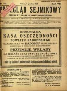 Przegląd Sejmikowy : Urzędowy Organ Sejmiku Radomskiego, 1928, R. 7, nr 49