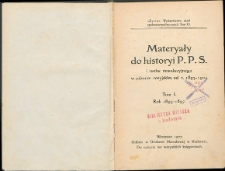 Materyały do historyi P.P.S. i ruchu rewolucyjnego w zaborze rosyjskim od r. 1893-1904