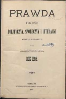 Prawda : tygodnik polityczny, społeczny i literacki, 1895, R. 15, spis rzeczy