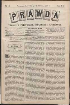 Prawda : tygodnik polityczny, społeczny i literacki, 1895, R. 15, nr 5