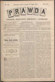 Prawda : tygodnik polityczny, społeczny i literacki, 1895, R. 15, nr 23