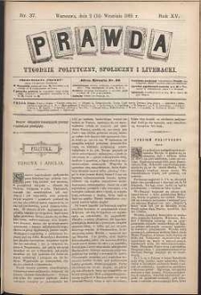 Prawda : tygodnik polityczny, społeczny i literacki, 1895, R. 15, nr 37
