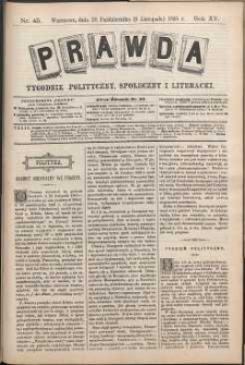 Prawda : tygodnik polityczny, społeczny i literacki, 1895, R. 15, nr 45
