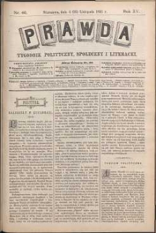 Prawda : tygodnik polityczny, społeczny i literacki, 1895, R. 15, nr 46