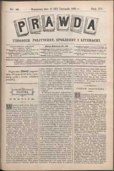 Prawda : tygodnik polityczny, społeczny i literacki, 1895, R. 15, nr 48