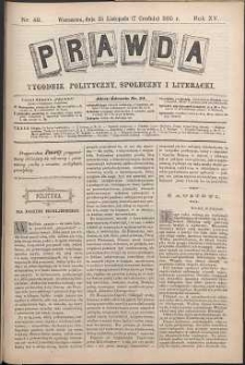 Prawda : tygodnik polityczny, społeczny i literacki, 1895, R. 15, nr 49