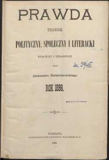 Prawda : tygodnik polityczny, społeczny i literacki, 1896, R. 16, spis rzeczy