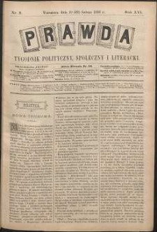 Prawda : tygodnik polityczny, społeczny i literacki, 1896, R. 16, nr 8