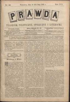 Prawda : tygodnik polityczny, społeczny i literacki, 1896, R. 16, nr 22