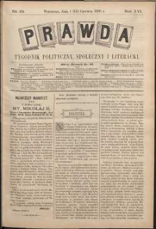 Prawda : tygodnik polityczny, społeczny i literacki, 1896, R. 16, nr 24