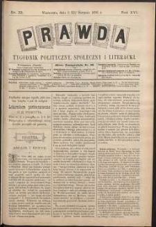 Prawda : tygodnik polityczny, społeczny i literacki, 1896, R. 16, nr 33