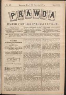 Prawda : tygodnik polityczny, społeczny i literacki, 1896, R. 16, nr 46