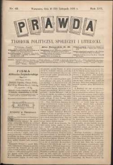 Prawda : tygodnik polityczny, społeczny i literacki, 1896, R. 16, nr 48