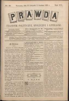 Prawda : tygodnik polityczny, społeczny i literacki, 1896, R. 16, nr 49
