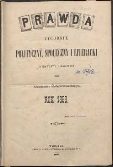 Prawda : tygodnik polityczny, społeczny i literacki, 1898, R. 18, spis rzeczy