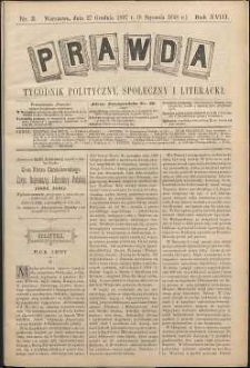 Prawda : tygodnik polityczny, społeczny i literacki, 1898, R. 18, nr 2