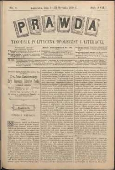 Prawda : tygodnik polityczny, społeczny i literacki, 1898, R. 18, nr 3