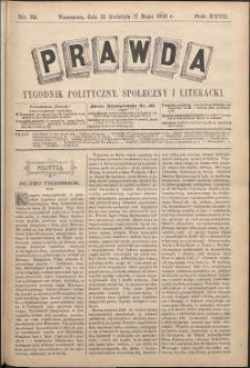 Prawda : tygodnik polityczny, społeczny i literacki, 1898, R. 18, nr 19