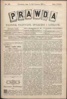 Prawda : tygodnik polityczny, społeczny i literacki, 1898, R. 18, nr 26