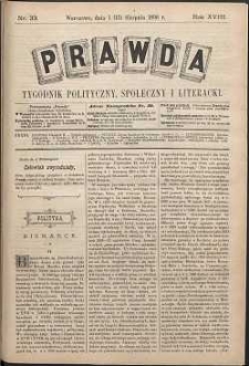 Prawda : tygodnik polityczny, społeczny i literacki, 1898, R. 18, nr 33
