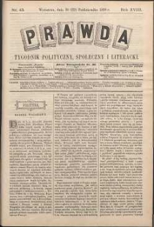 Prawda : tygodnik polityczny, społeczny i literacki, 1898, R. 18, nr 43
