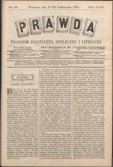Prawda : tygodnik polityczny, społeczny i literacki, 1898, R. 18, nr 43