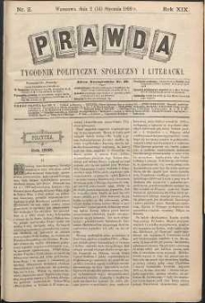 Prawda : tygodnik polityczny, społeczny i literacki, 1899, R. 19, nr 2