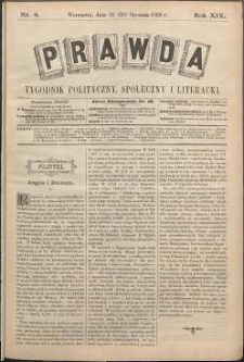 Prawda : tygodnik polityczny, społeczny i literacki, 1899, R. 19, nr 4