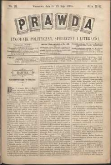 Prawda : tygodnik polityczny, społeczny i literacki, 1899, R. 19, nr 21