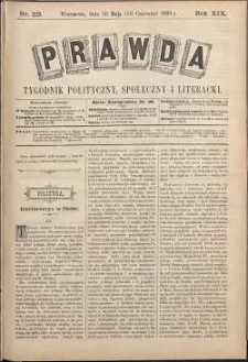 Prawda : tygodnik polityczny, społeczny i literacki, 1899, R. 19, nr 23