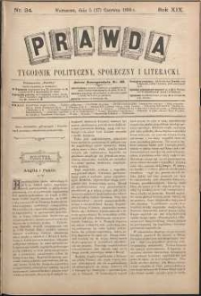 Prawda : tygodnik polityczny, społeczny i literacki, 1899, R. 19, nr 24