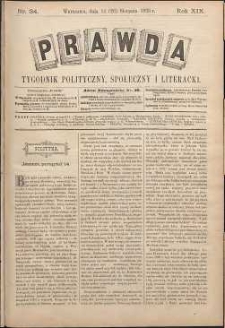 Prawda : tygodnik polityczny, społeczny i literacki, 1899, R. 19, nr 34