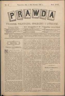 Prawda : tygodnik polityczny, społeczny i literacki, 1897, R. 17, nr 3