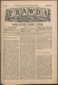 Prawda : tygodnik polityczny, społeczny i literacki, 1885, R. 5, nr 6