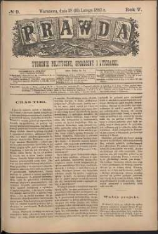 Prawda : tygodnik polityczny, społeczny i literacki, 1885, R. 5, nr 9