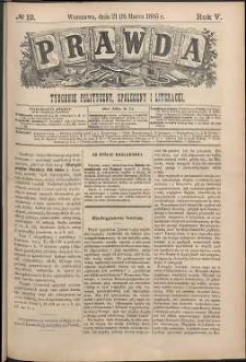 Prawda : tygodnik polityczny, społeczny i literacki, 1885, R. 5, nr 12