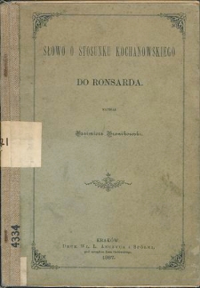 Słowo o stosunku Kochanowskiego do Ronsarda